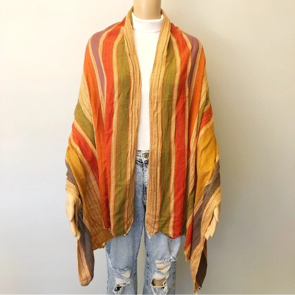 Vintage Colorful Artsy Soft Boho Festival Hippie Multicolored Soft Winter Scarf. - Picture 3 of 10